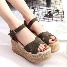 Load image into Gallery viewer, Summer Buckle Women's Sandals Velvet Flock